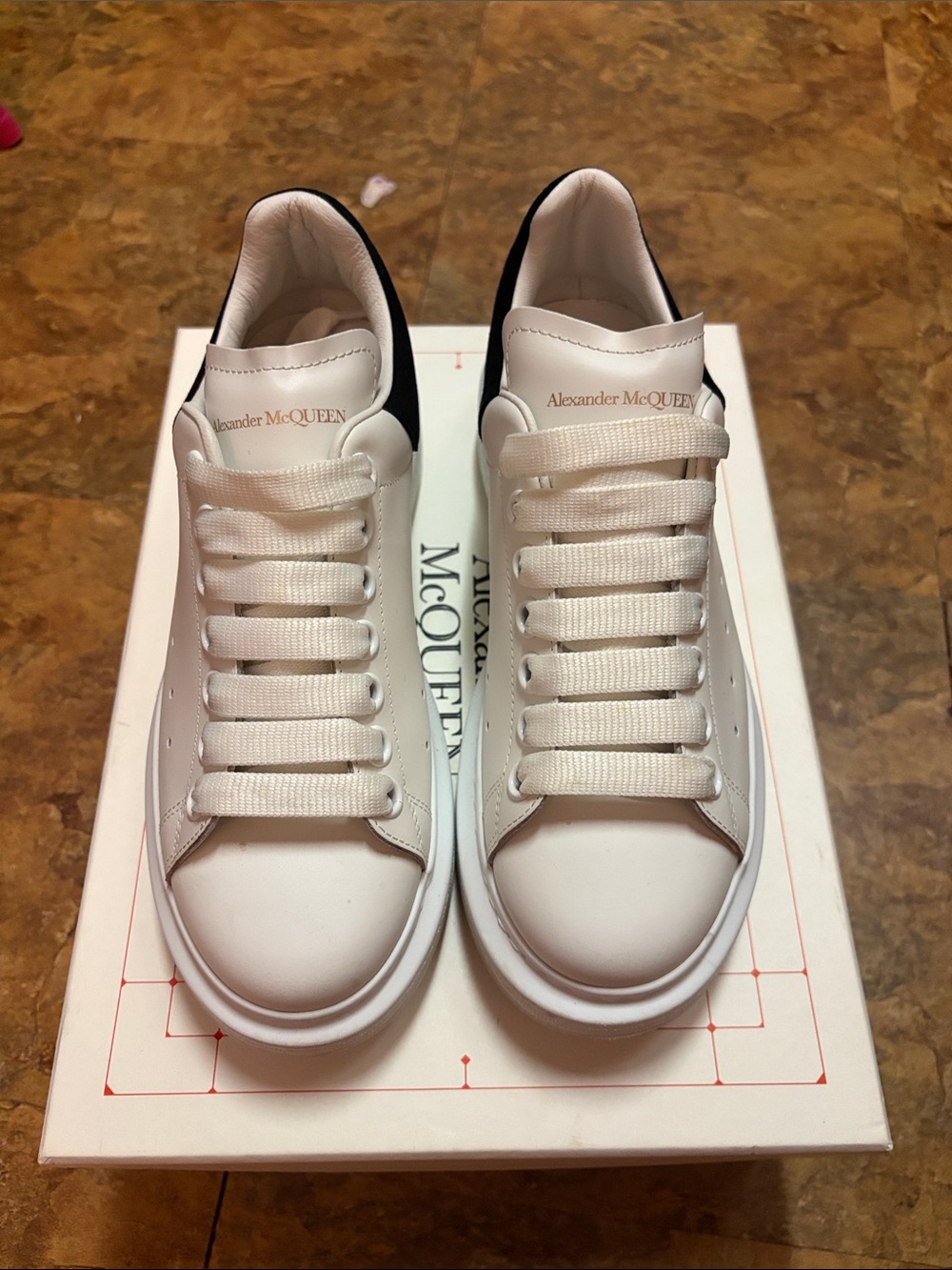 Alexander McQueen White Sneakers with Black Heel Tab - Picture 3 of 3